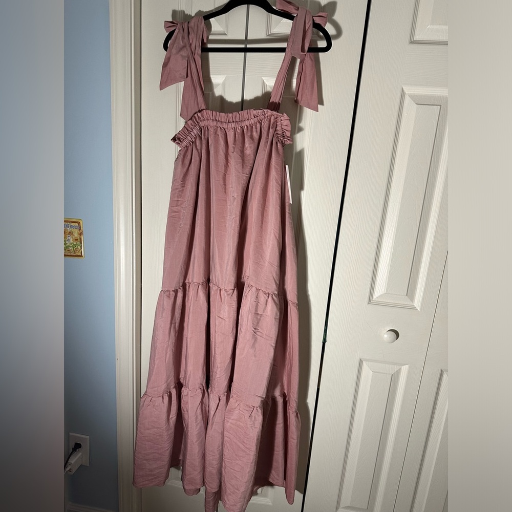 Aura Pink ruffled Maxi Dress